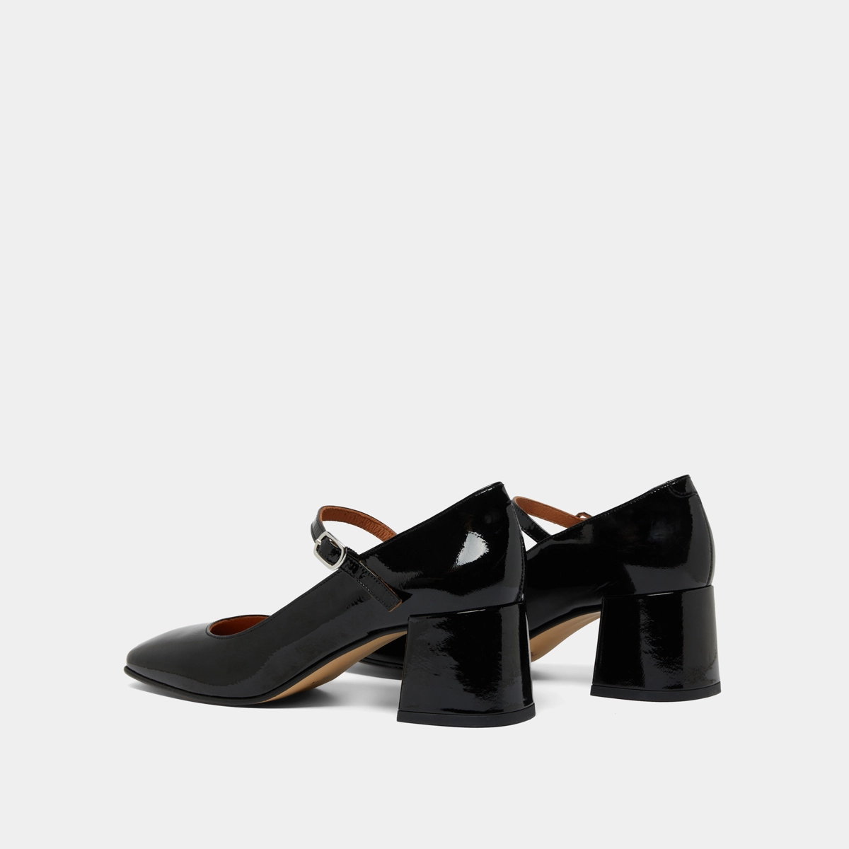 Babies &agrave; talons carr&eacute;s en cuir verni noir | ALIENOR | Jonak