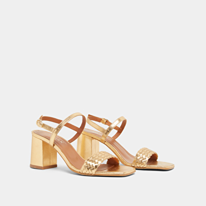 Sandales à talons et brides en cuir métallisé doré | VOTALIE | Jonak