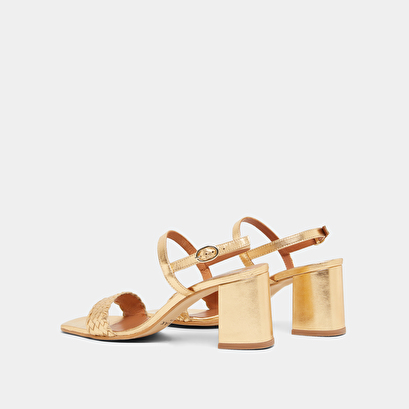 Sandales à talons et brides en cuir métallisé doré | VOTALIE | Jonak
