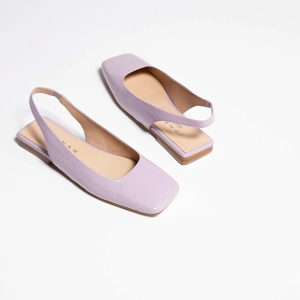 Ballerines Slingback à bouts carrés en cuir verni lilas | DUCINO | Jonak