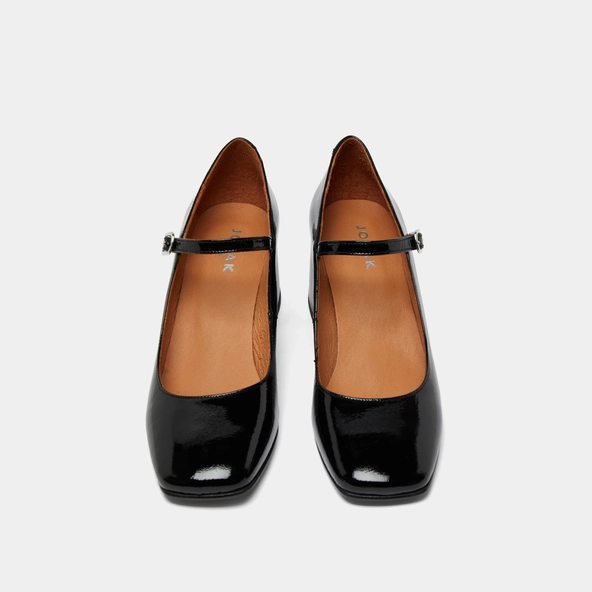 Babies &agrave; talons carr&eacute;s en cuir verni noir | ALIENOR | Jonak