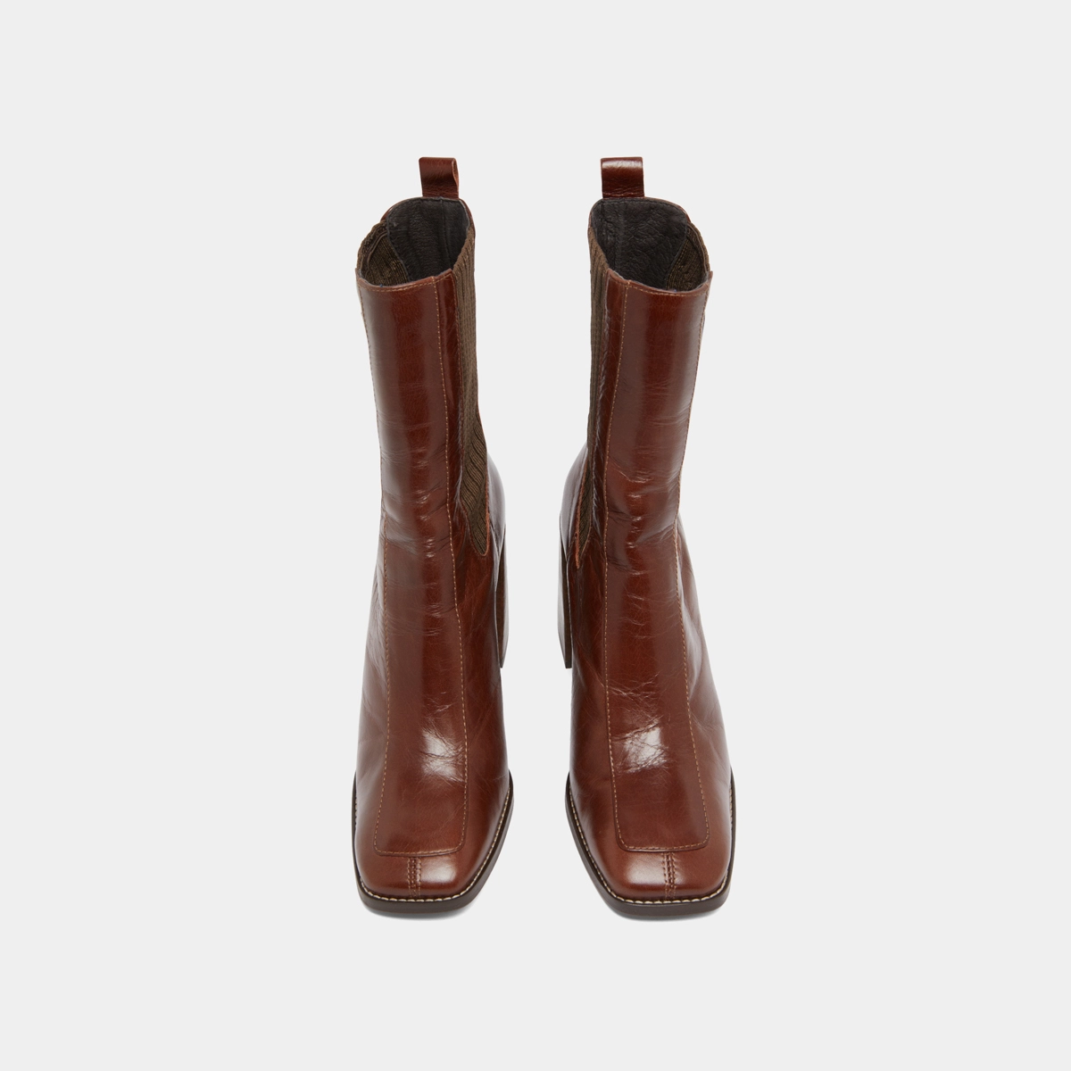 Bottines à talons hauts en cuir brillant marron | VANTI | Jonak