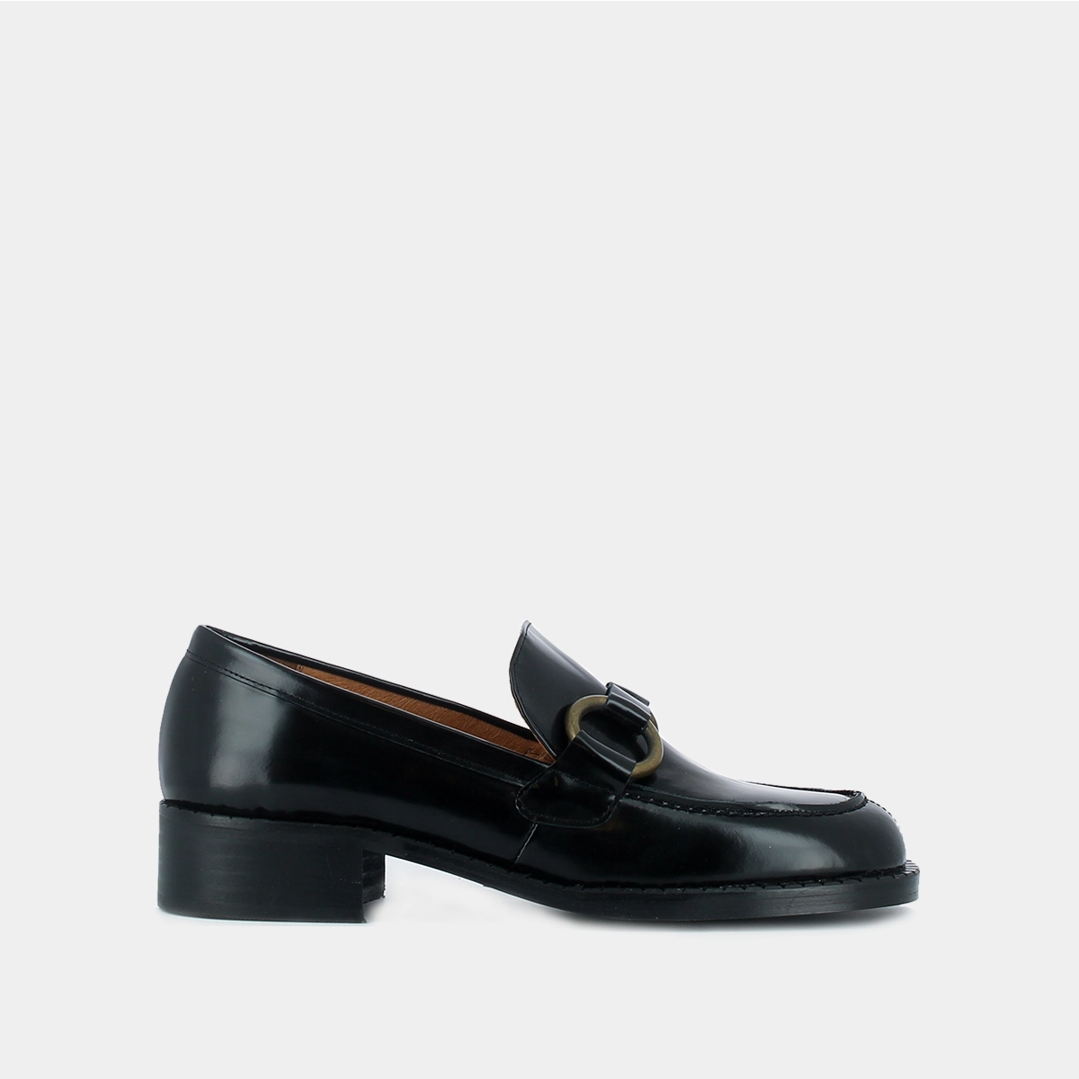 Mocassins &agrave; boucles en cuir noir | BELINDA | Jonak