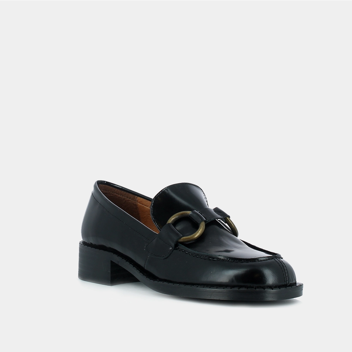Mocassins &agrave; boucles en cuir noir | BELINDA | Jonak