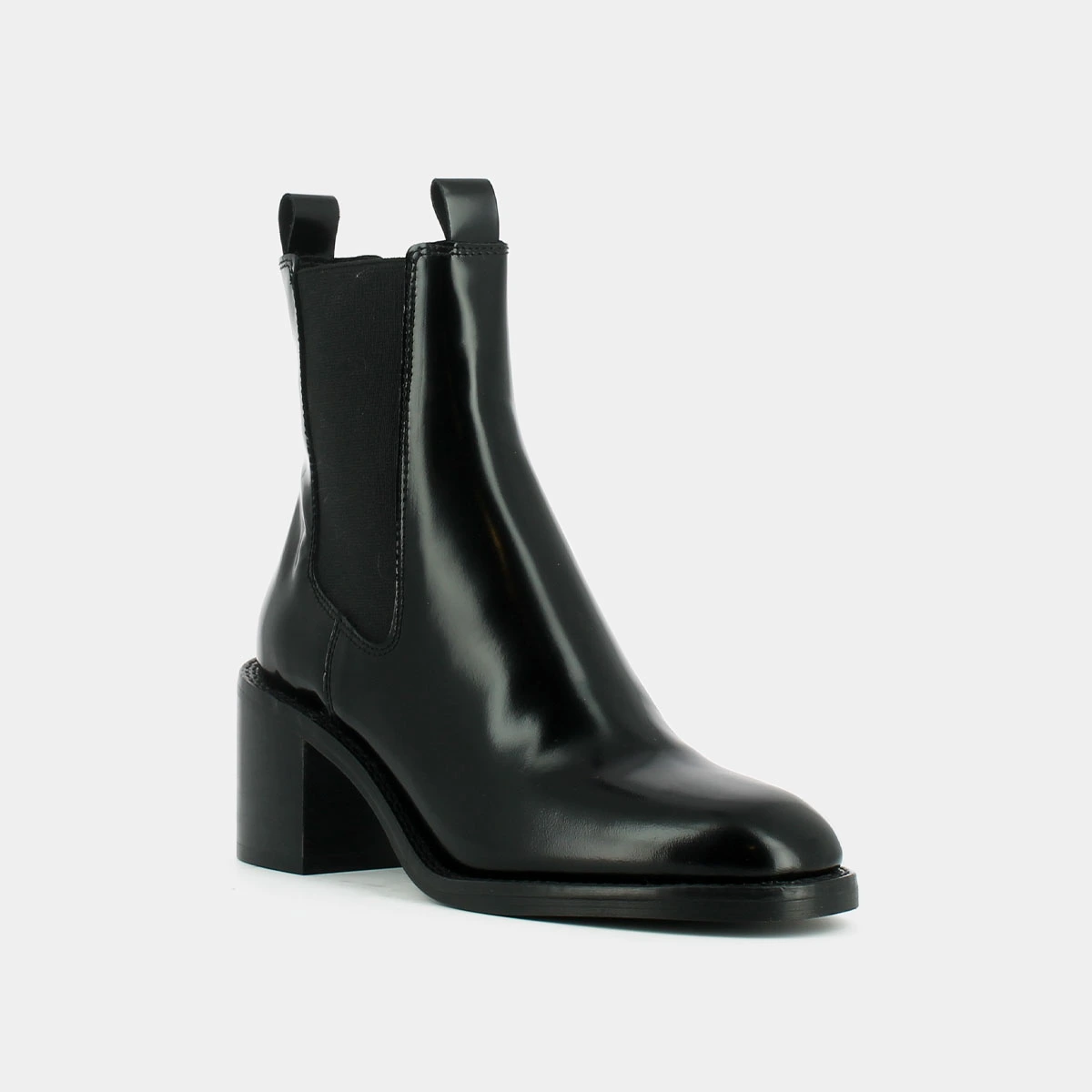 Bottines à talons en cuir noir | BERTILLE | Jonak
