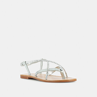 Sandales à brides tressées en cuir metallisé argent | WARREN | Jonak