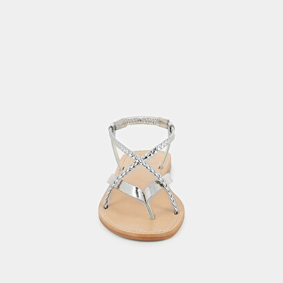 Sandales à brides tressées en cuir metallisé argent | WARREN | Jonak