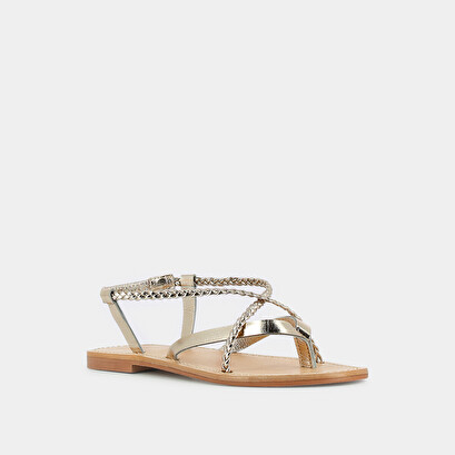 Sandales à brides tressées en cuir metallisé platine | WARREN | Jonak