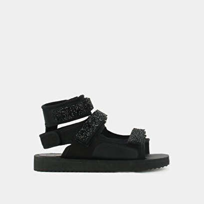 Sandales à pailettes en cuir noir | FANOU | Jonak