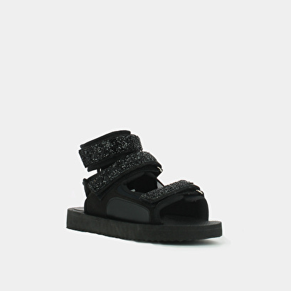 Sandales à pailettes en cuir noir | FANOU | Jonak