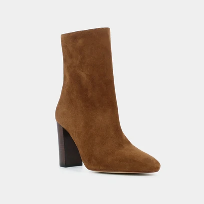 Bottines &agrave; talons en velours marron | VALORIS | Jonak