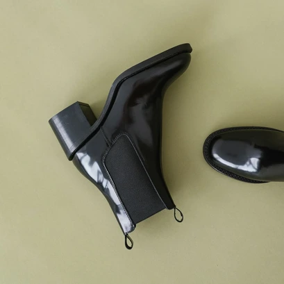 Bottines &agrave; talons en cuir noir | BERTILLE | Jonak