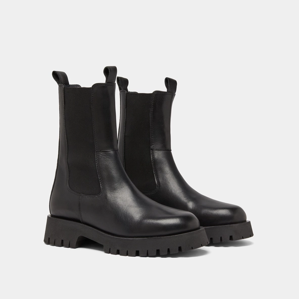 Bottines &agrave; plateformes en cuir noir | RIDLE | Jonak