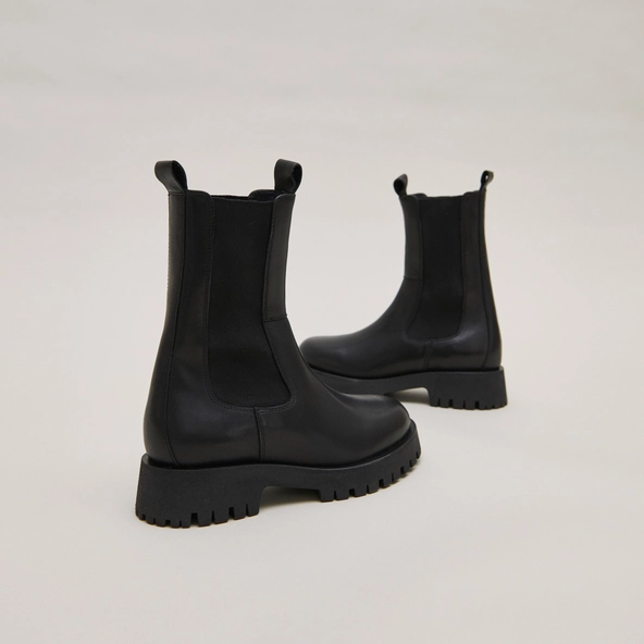 Bottines &agrave; plateformes en cuir noir | RIDLE | Jonak