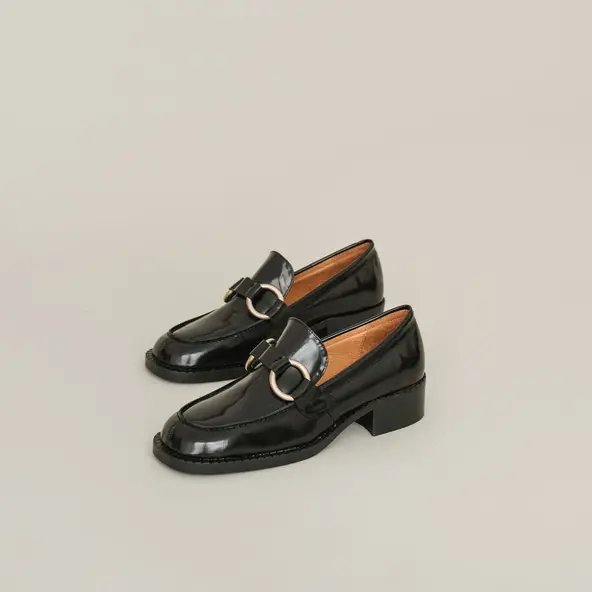 Mocassins &agrave; boucles en cuir noir | BELINDA | Jonak