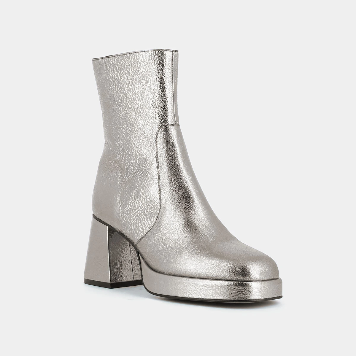 Bottines &agrave; plateformes en cuir craquel&eacute; argent | BRIGAND | Jonak