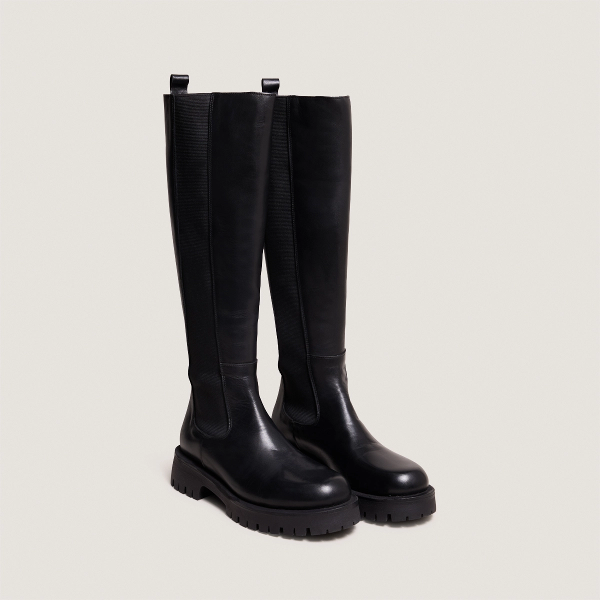 Bottes à plateformes en cuir noir | REBEL | Jonak