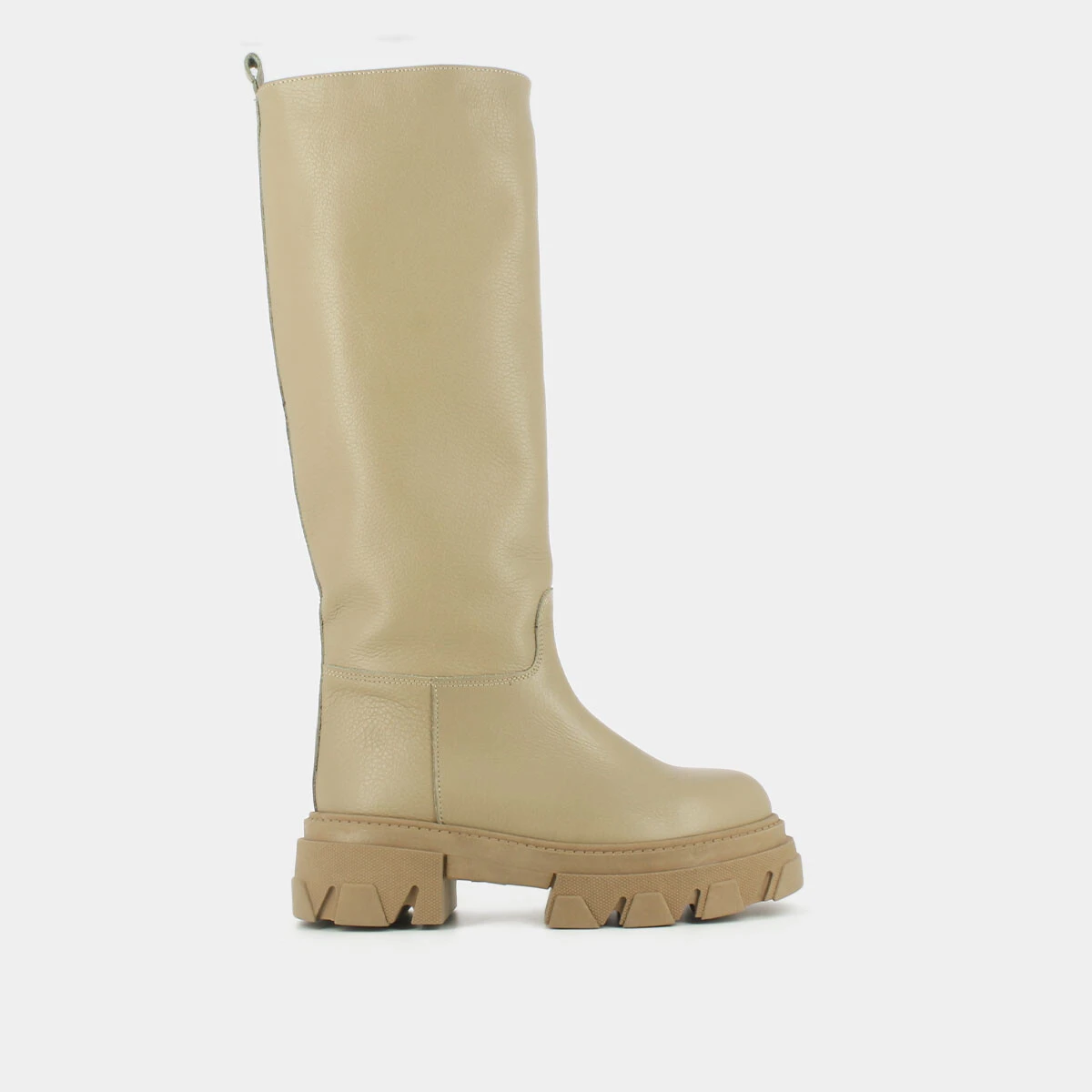 Bottes à semelles crantées en cuir grainé beige | ROCKET | Jonak
