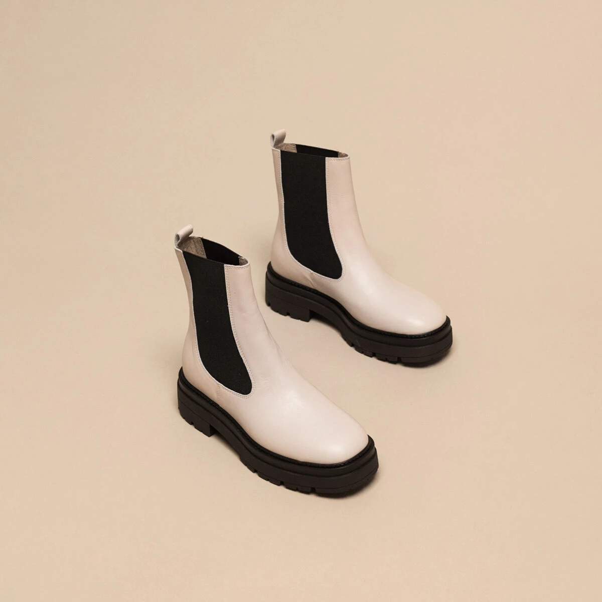Bottines à plateformes en cuir écru | PICUS | Jonak