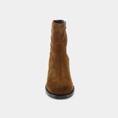 Bottines à talon cognac