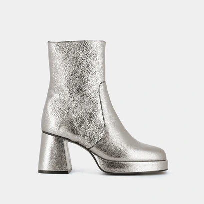 Bottines &agrave; plateformes en cuir craquel&eacute; argent | BRIGAND | Jonak