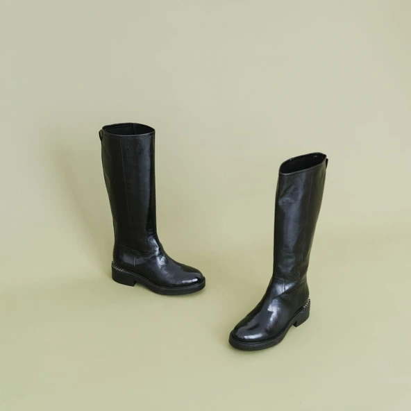 Bottes plates en cuir noir | AMODE | Jonak