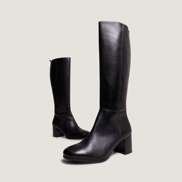 Bottes hautes &agrave; talons en cuir noir | ARMINA | Jonak