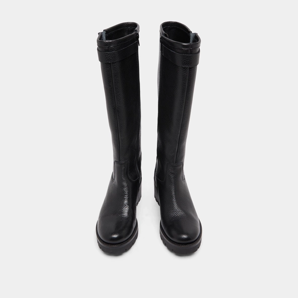 Bottes &agrave; semelles crant&eacute;es et boucles en cuir grain&eacute; noir | MIDAS | Jonak