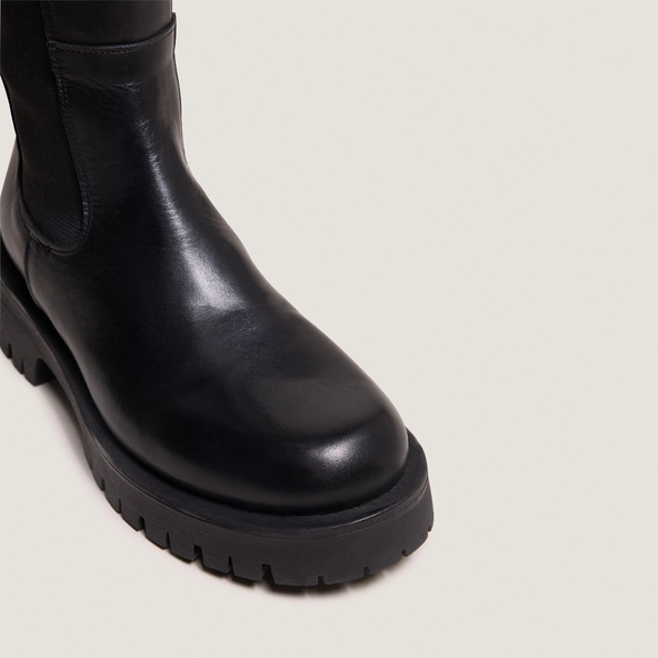 Bottes à plateformes en cuir noir | REBEL | Jonak