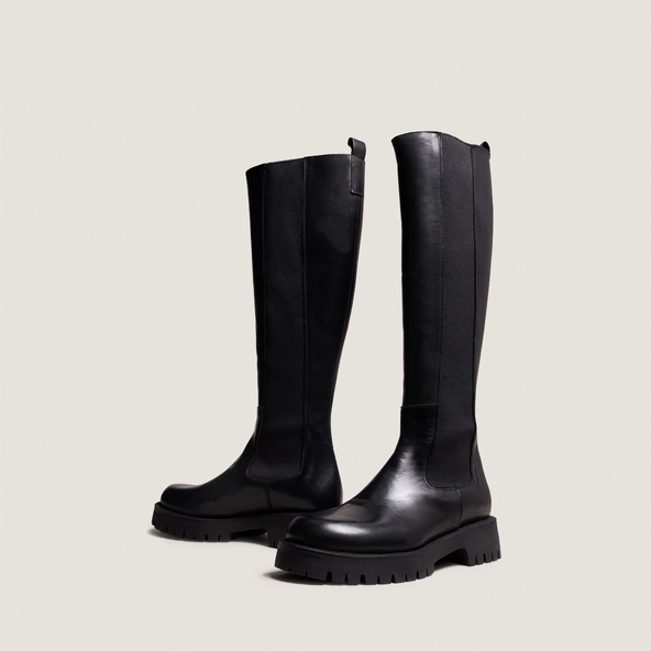Bottes à plateformes en cuir noir | REBEL | Jonak