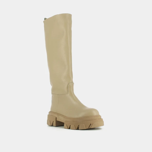 Bottes à semelles crantées en cuir grainé beige | ROCKET | Jonak