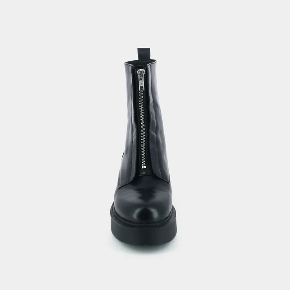 Bottines &agrave; plateformes et fermetures &eacute;clair en cuir noir | ALBERT | Jonak