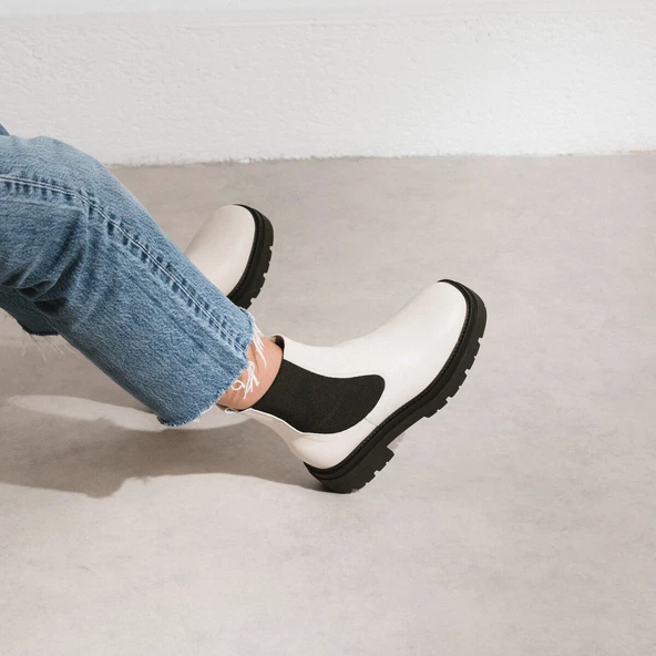 Bottines à plateformes en cuir écru | PICUS | Jonak