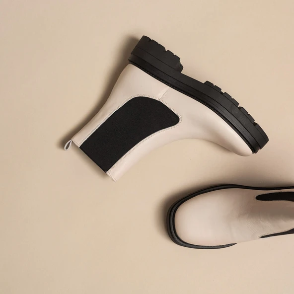 Bottines à plateformes en cuir écru | PICUS | Jonak