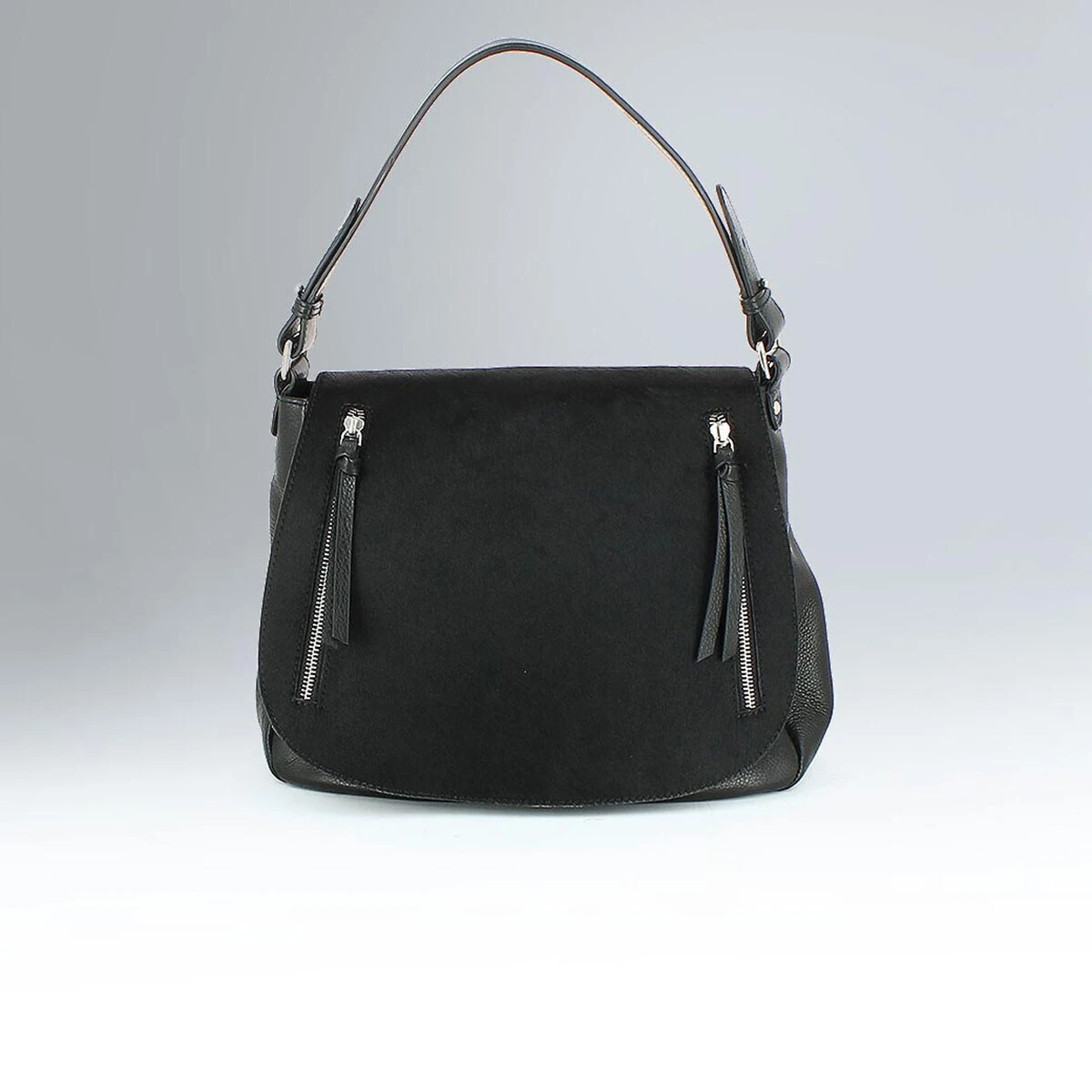 Sac Rachel en cuir noir et façon poulain | Jonak