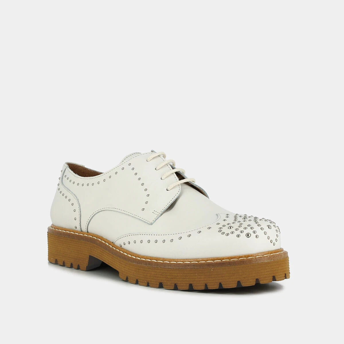 Derbies à clous en cuir blanc | ABIBO | Jonak