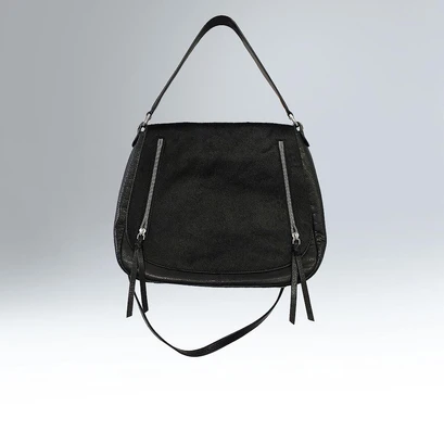 Sac Rachel en cuir noir et fa&ccedil;on poulain | Jonak