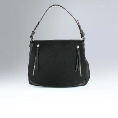 Sac Rachel en cuir noir et fa&ccedil;on poulain | Jonak