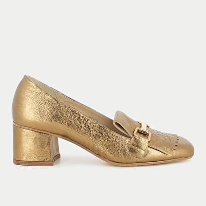 Mocassins à talons avec mors et pattes frangées en cuir bronze | VALVI | Jonak