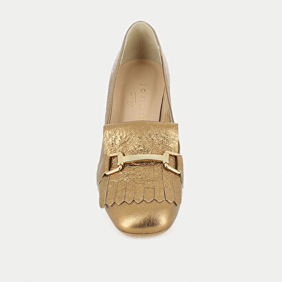 Mocassins à talons avec mors et pattes frangées en cuir bronze | VALVI | Jonak
