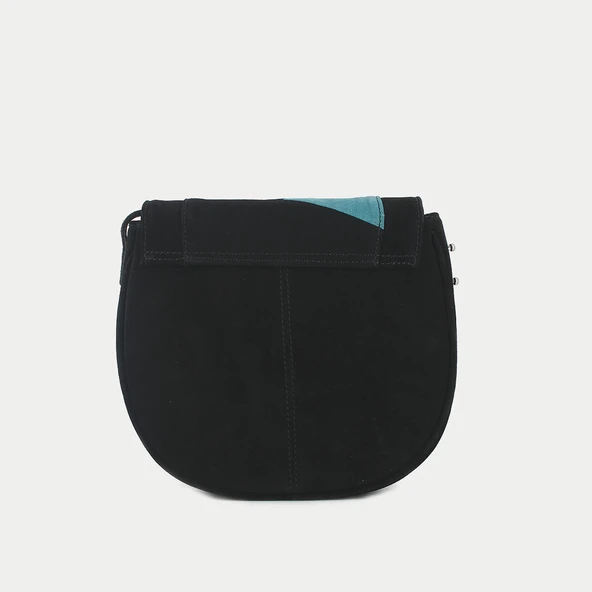 Sac à rabat en velours noir et bleu | Jonak
