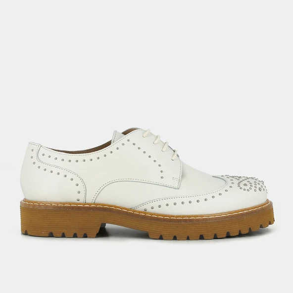 Derbies à clous en cuir blanc | ABIBO | Jonak