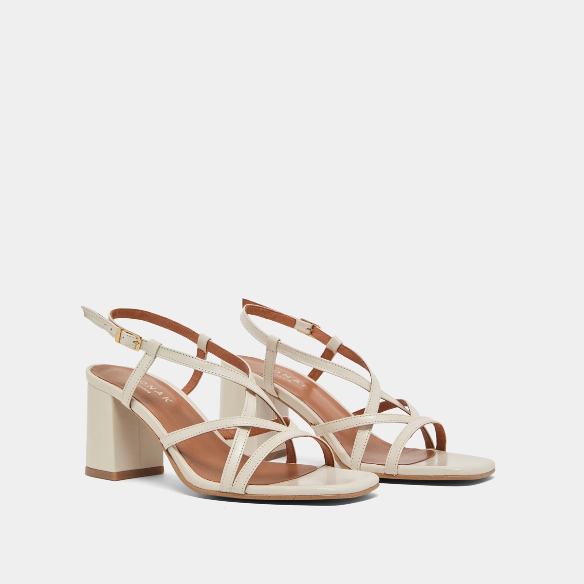 Sandales à talons et brides en cuir vieilli écru | VERLAINE | Jonak