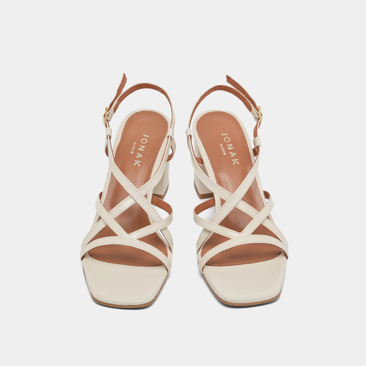 Sandales à talons et brides en cuir vieilli écru | VERLAINE | Jonak