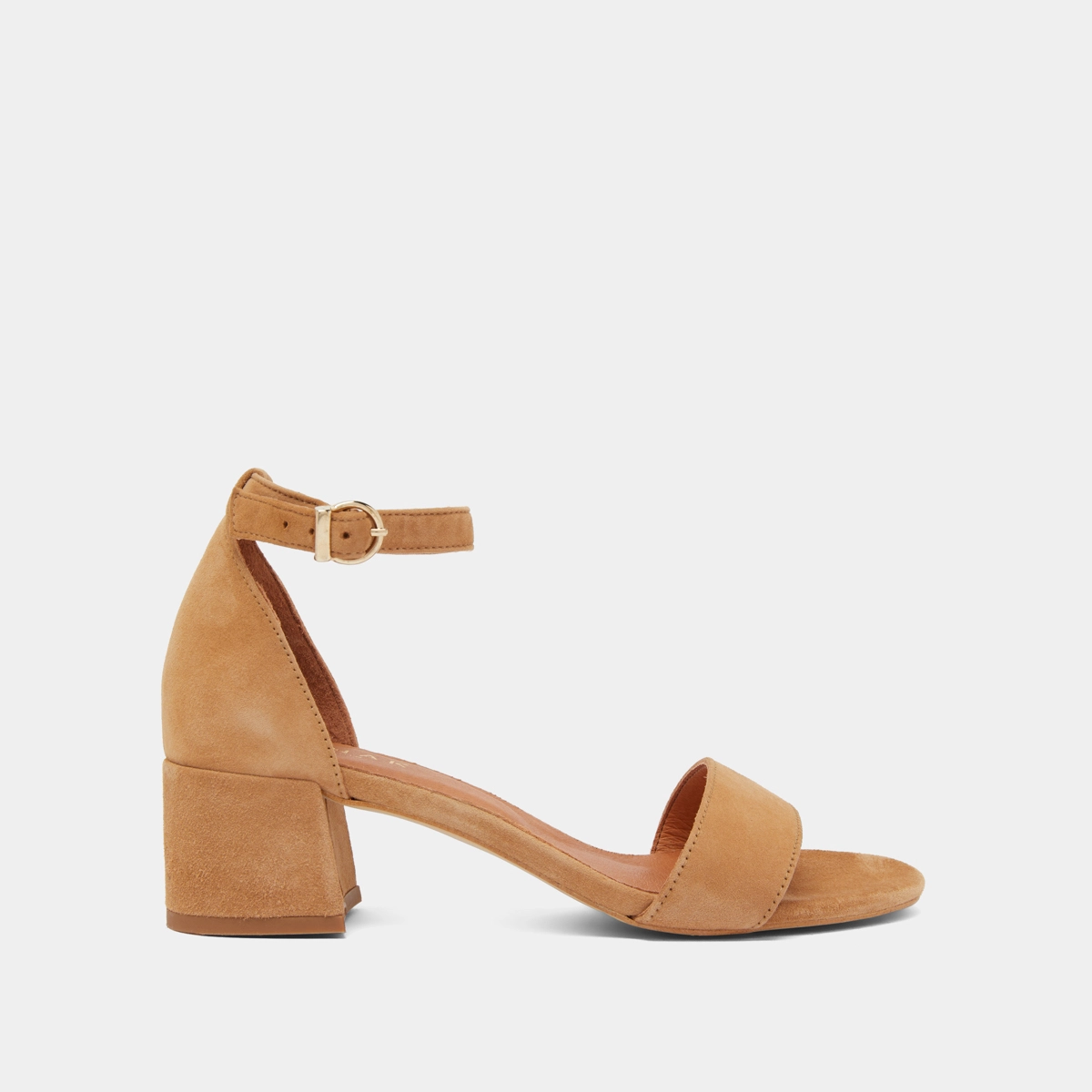 Sandales à talons carrés en velours camel | VERDI | Jonak