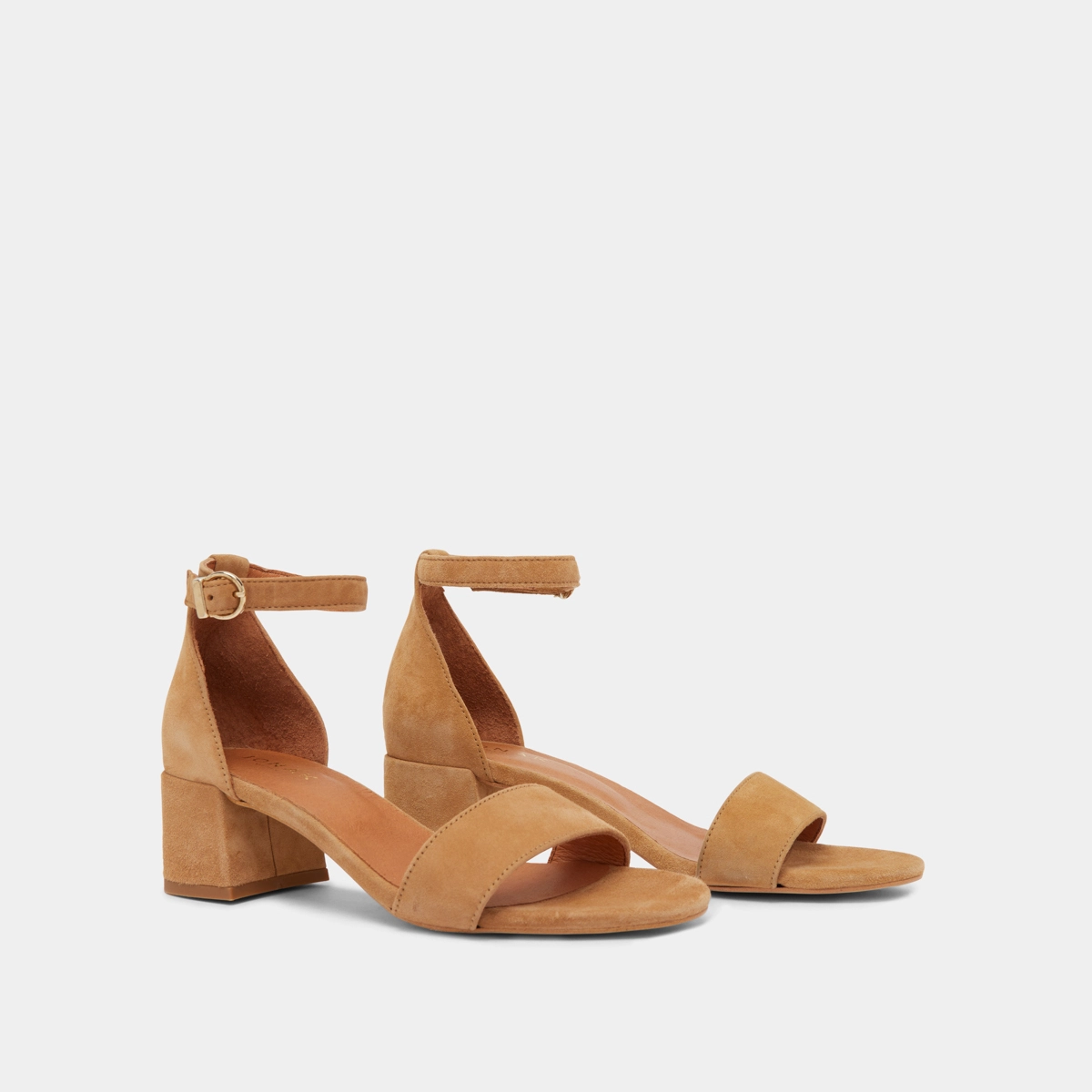 Sandales à talons carrés en velours camel | VERDI | Jonak