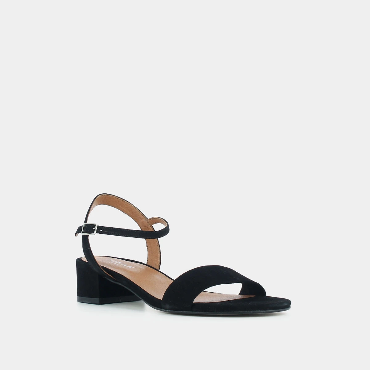Sandales à talons carrés en velours noir | VIA | Jonak