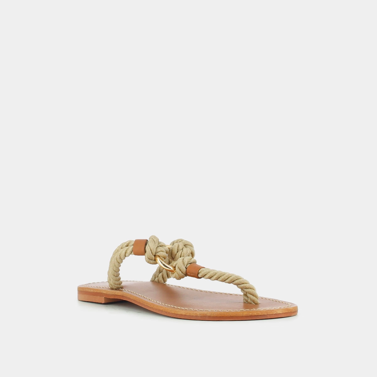 Sandales fa&ccedil;on tongs et anneaux en corde beige | WILD | Jonak