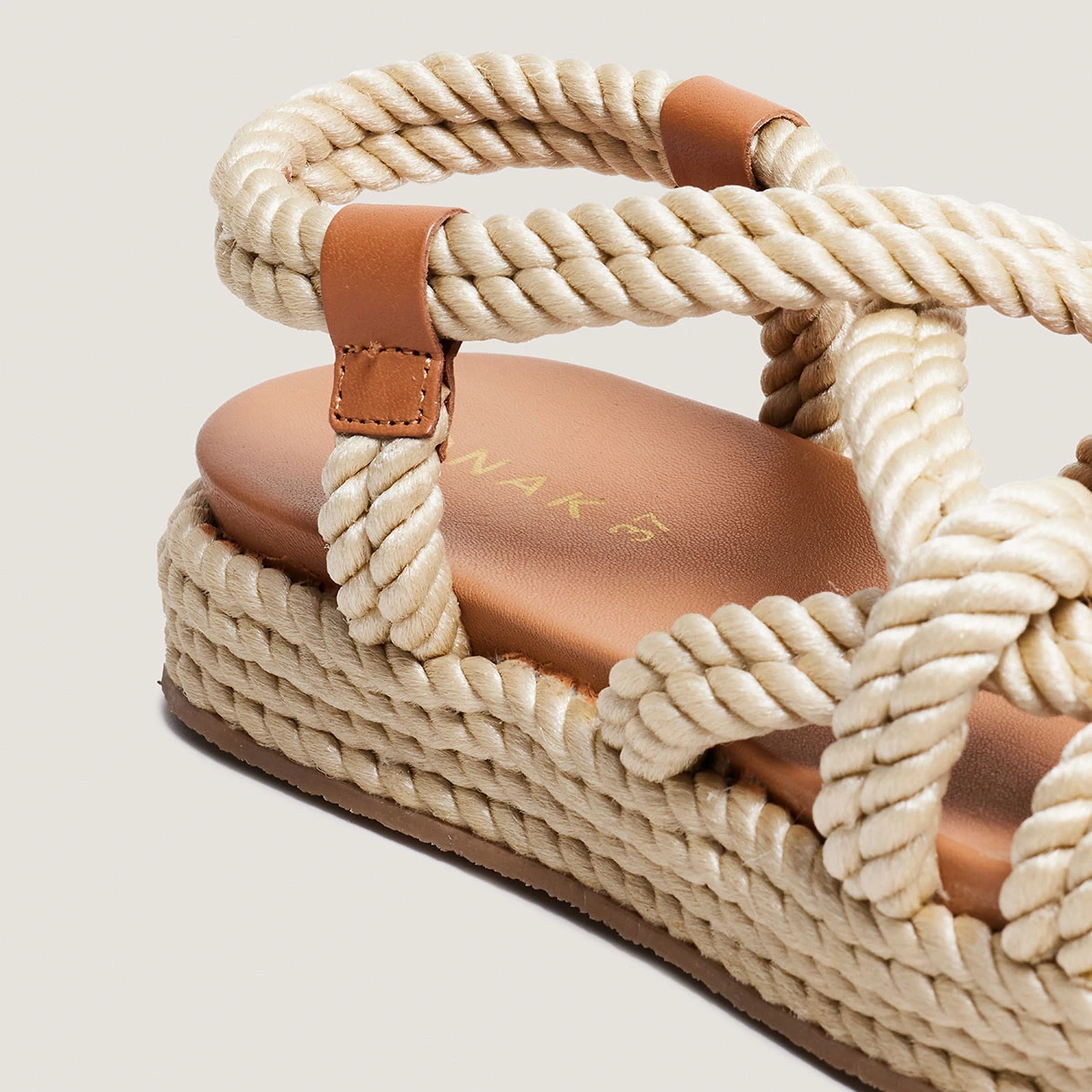 Sandales à brides entrecroisées en corde beige | WAEL | Jonak