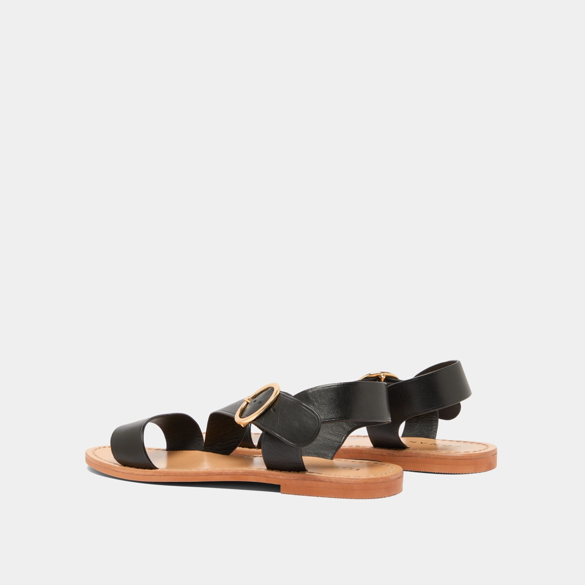 Sandales asym&eacute;triques en cuir noir | WABLO | Jonak